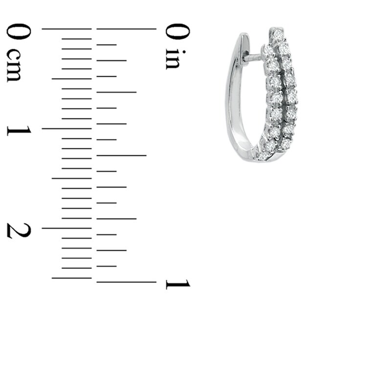 Main Image 2 of 1/5 CT. T.W. Diamond Double Row Prong Hoop Earrings in 14K White Gold