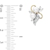 Thumbnail Image 2 of Freshwater Cultured Pearl and Lab-Created White Sapphire Swirl Earrings in Sterling Silver and 14K Gold