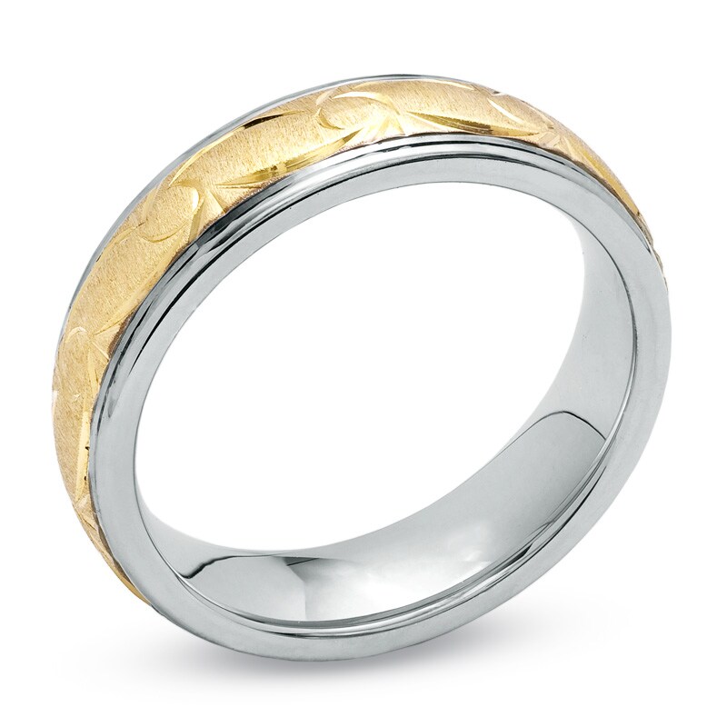 Men's 6.0mm Wedding Band in 14K Gold and Sterling Silver