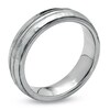 Thumbnail Image 2 of 6.0mm Hammered Edge Wedding Band in 14K White Gold and Sterling Silver