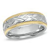Thumbnail Image 1 of Men's 8.0mm Basket Weave Wedding Band in 14K Gold and Sterling Silver