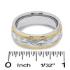 Thumbnail Image 3 of Men's 8.0mm Basket Weave Wedding Band in 14K Gold and Sterling Silver