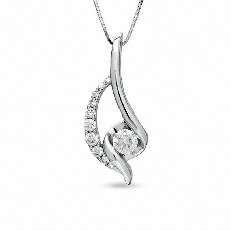 Main Image 1 of Sirena™ 3/8 CT. T.W. Diamond Loop Pendant in 14K White Gold