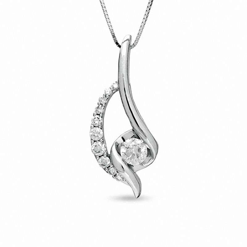 Sirena™ 3/8 CT. T.W. Diamond Loop Pendant in 14K White Gold