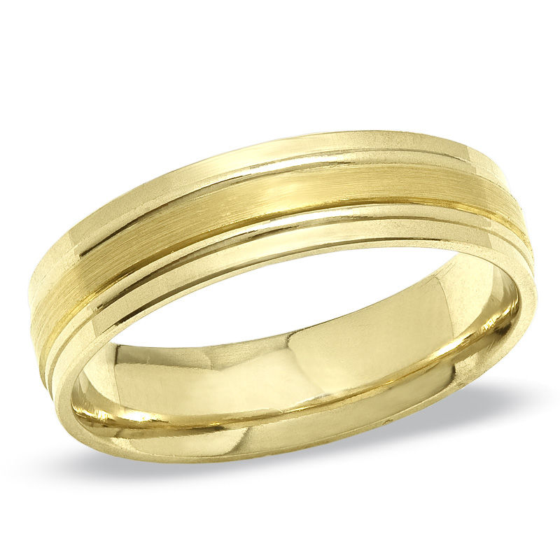 Main Image 1 of Men's 6.0mm Brushed Wedding Band in 14K Two-Tone Gold