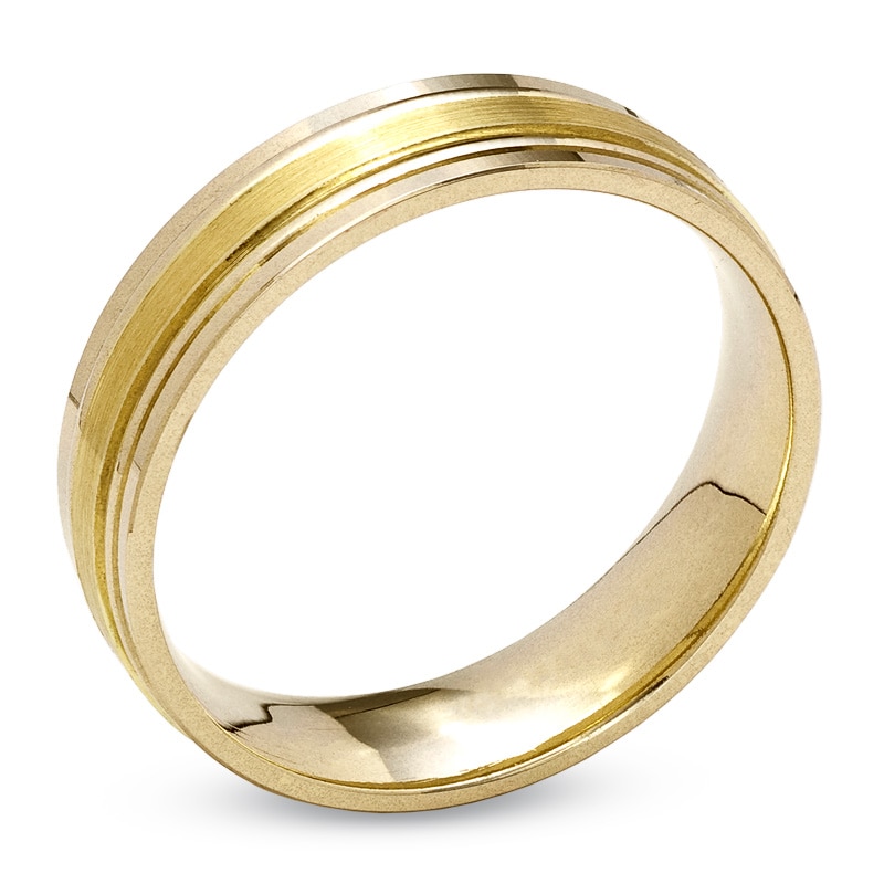 Main Image 2 of Men's 6.0mm Brushed Wedding Band in 14K Two-Tone Gold