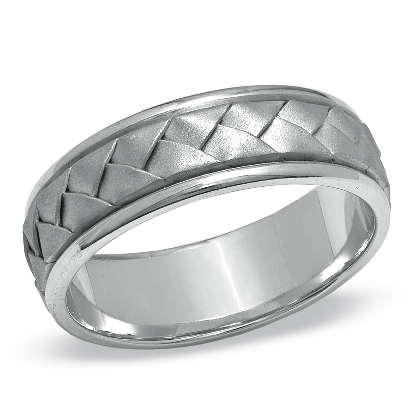 Main Image 1 of Men's 7.0mm Braided Wedding Band in 14K White Gold