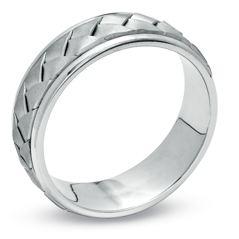 Main Image 2 of Men's 7.0mm Braided Wedding Band in 14K White Gold