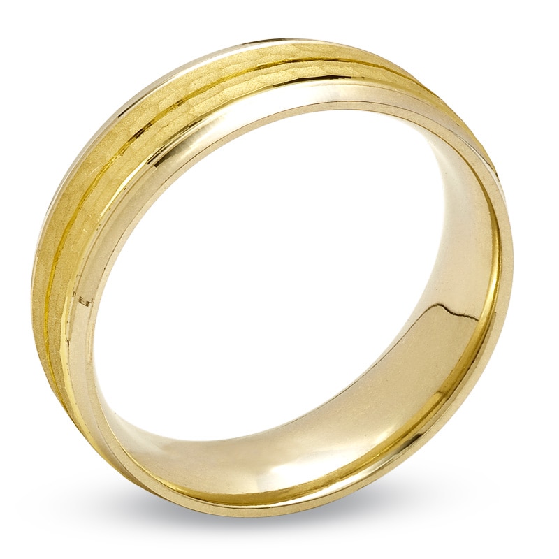 Main Image 2 of 7.0mm Double Hammered Wedding Band in 14K Two-Tone Gold