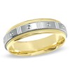 Thumbnail Image 1 of 6.0mm Three Stripe with Dot Wedding Band in 14K Two-Tone Gold