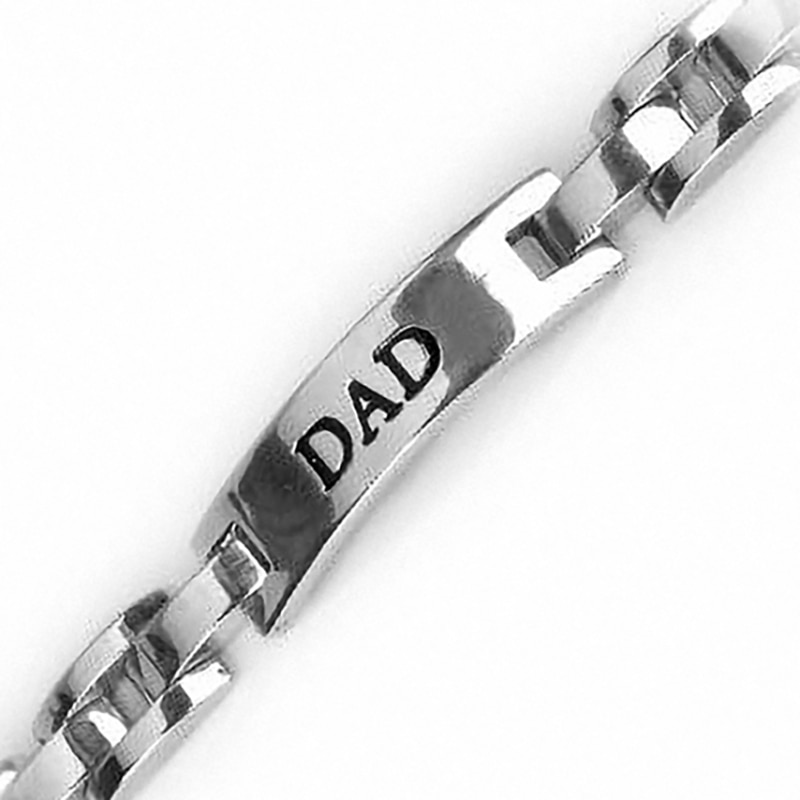 Main Image 1 of Stainless Steel and Black Enamel &quot;DAD&quot; ID Bracelet - 8.5&quot;
