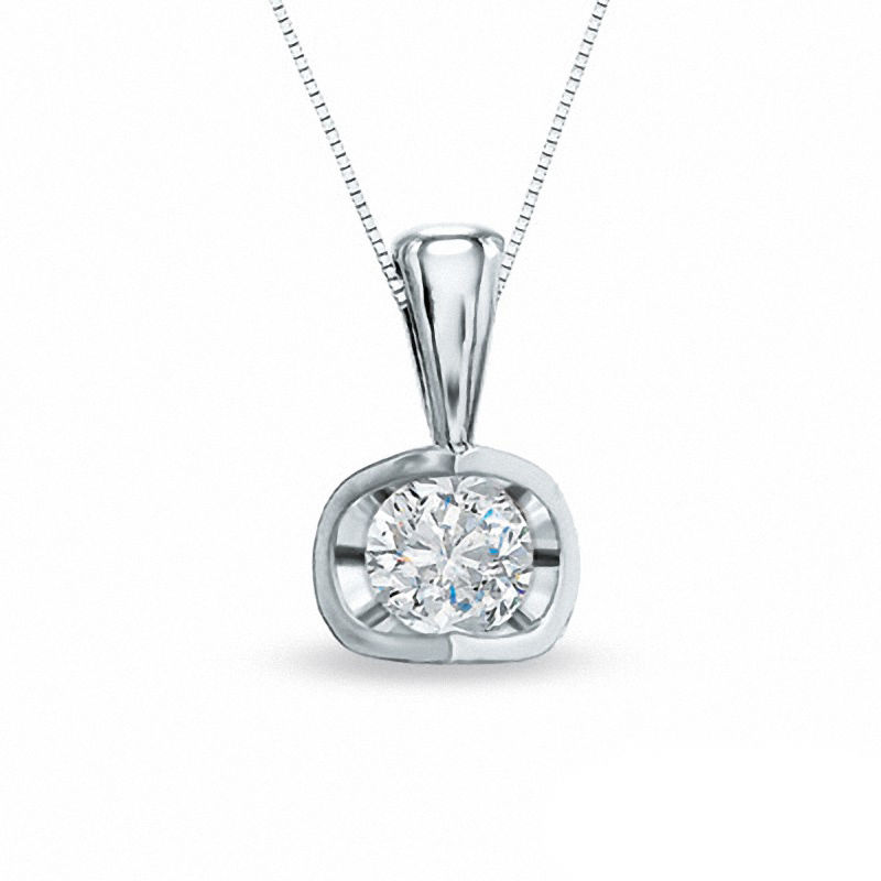 0.20 CT. Certified Canadian Diamond Solitaire Tension Pendant in 14K White Gold (I/I2) - 17''