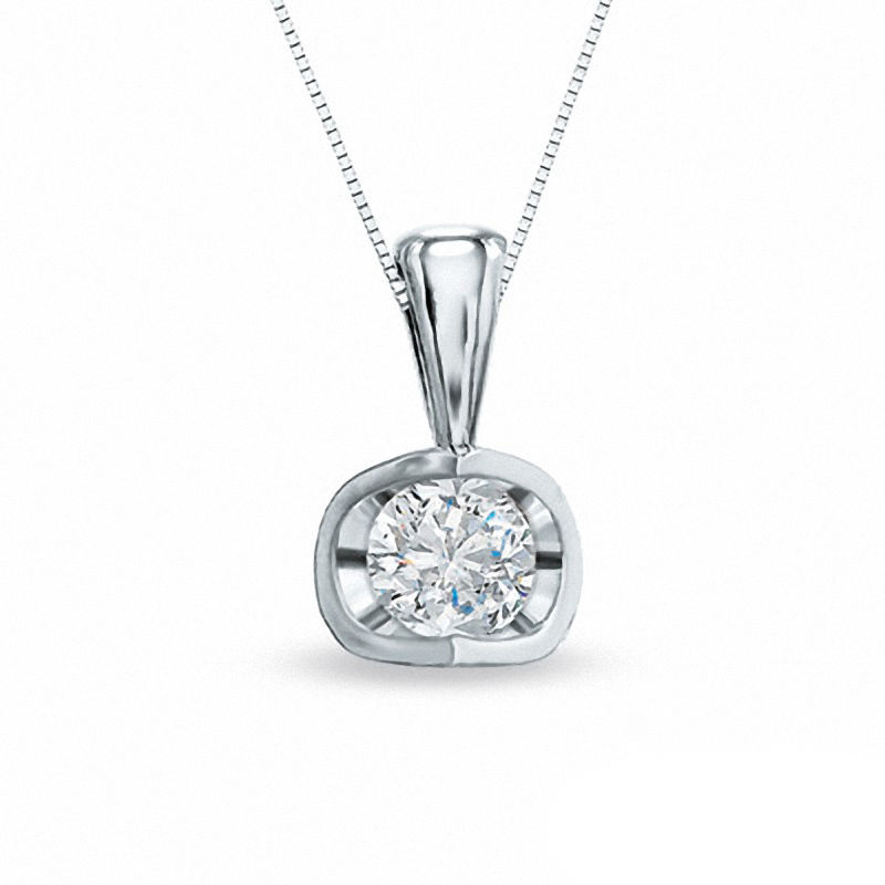 Main Image 1 of 0.20 CT. Certified Canadian Diamond Solitaire Tension Pendant in 14K White Gold (I/I2) - 17''