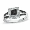 Thumbnail Image 0 of 1/5 CT. T.W. Enhanced Black and White Diamond Split-Shank Ring in 10K White Gold