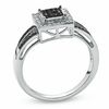 Thumbnail Image 1 of 1/5 CT. T.W. Enhanced Black and White Diamond Split-Shank Ring in 10K White Gold