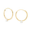 Thumbnail Image 0 of Child's Cubic Zirconia Solitaire Hoop Earrings in 14K Gold