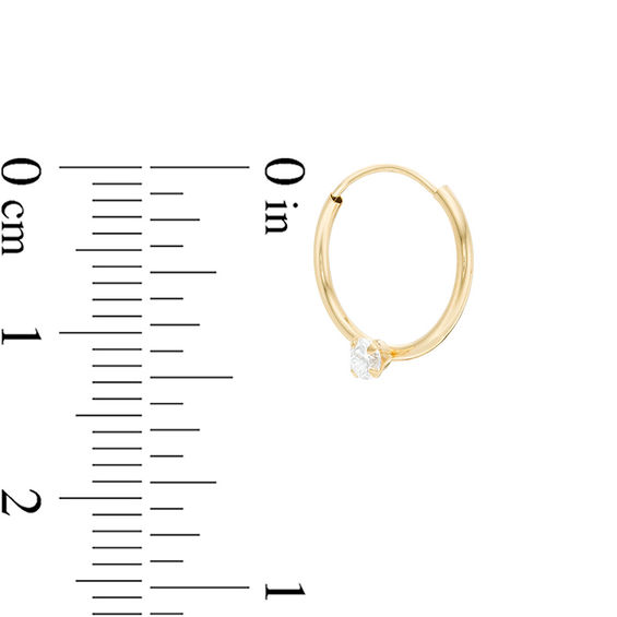 Child's Cubic Zirconia Solitaire Hoop Earrings in 14K Gold Child's Cubic Zirconia Solitaire Hoop Earrings in 14K Gold