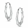 Thumbnail Image 1 of 14K White Gold Polished Octagon Hoop Earrings