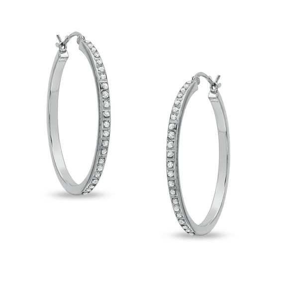 国内外の人気集結！ Fascination™ Diamond 33.0mm Sterling in Earrings Hoop Round テープ・マスキングテープ