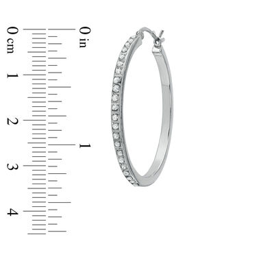 Diamond Fascination™ 33.0mm Round Hoop Earrings in Sterling