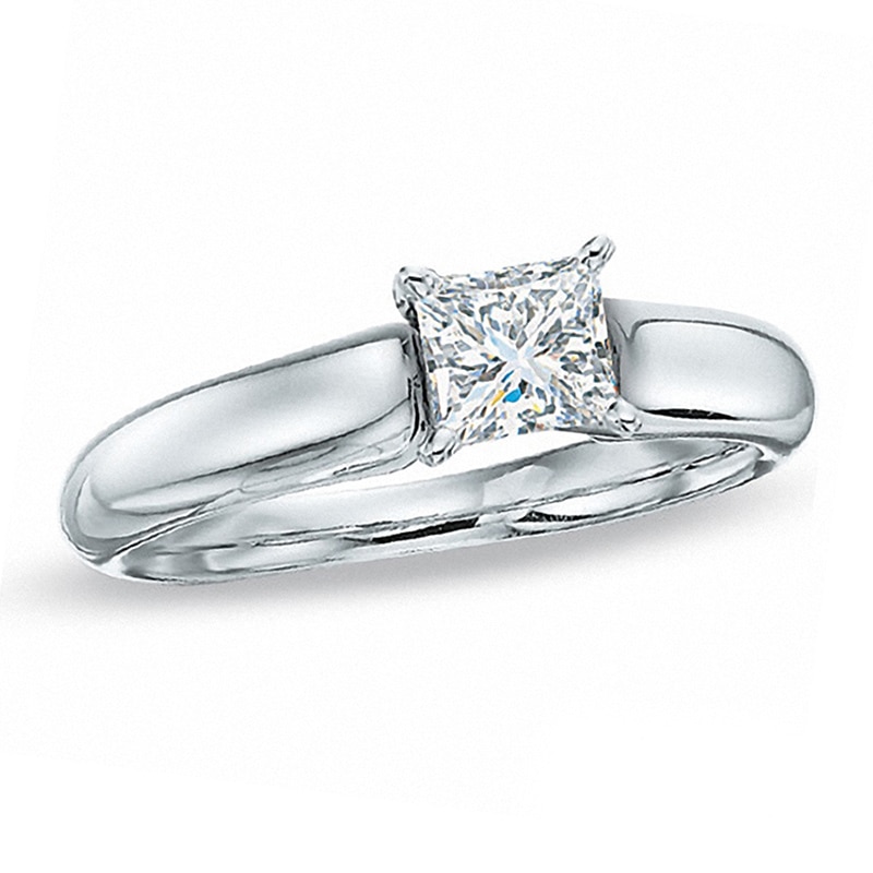 1/2 CT. Certified Canadian Princess-Cut Diamond Solitaire Engagement Ring in 14K White Gold (I/I1)