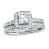 Thumbnail Image 1 of 3/4 CT. T.W. Princess-Cut Diamond Framed Bridal Set in 14K White Gold