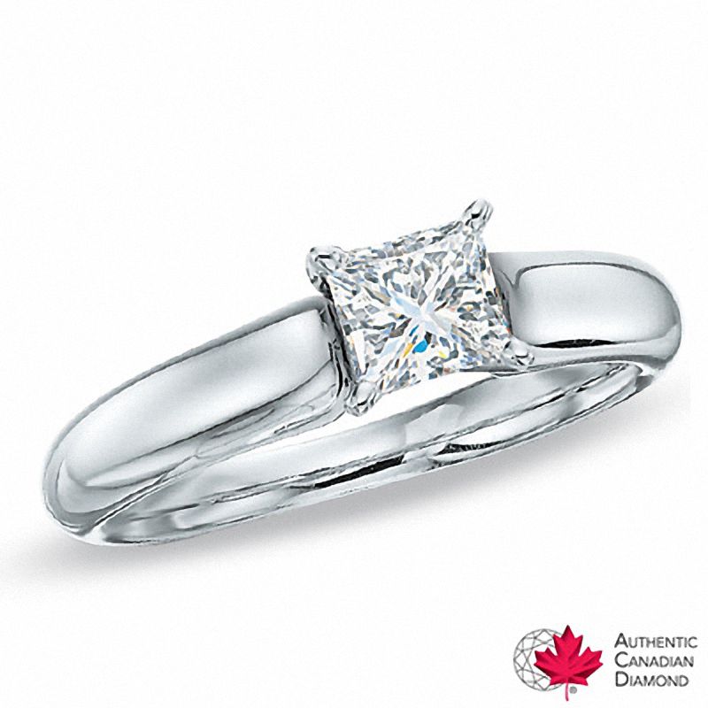 Main Image 1 of 3/4 CT. Certified Canadian Princess-Cut Diamond Solitaire Engagement Ring in 14K White Gold (I/I1)