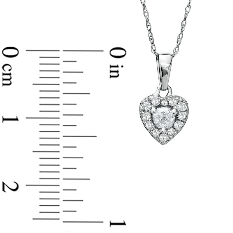 Main Image 2 of 1/4 CT. T.W. Diamond Heart Frame Pendant in 10K White Gold