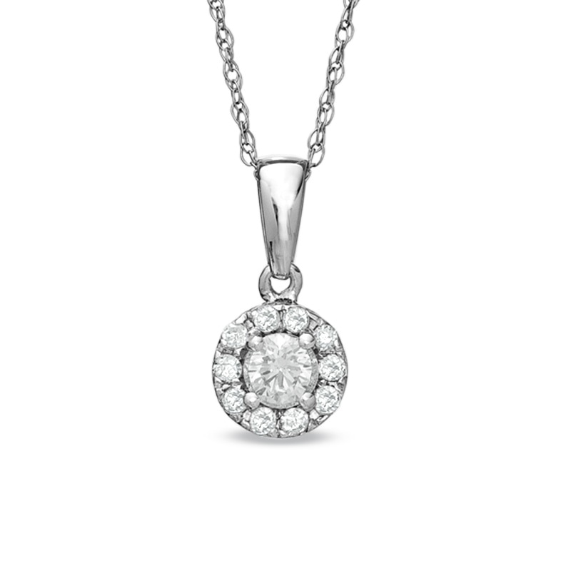 Main Image 1 of 1/4 CT. T.W. Diamond Round Frame Pendant in 10K White Gold