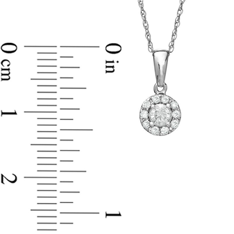 Main Image 2 of 1/4 CT. T.W. Diamond Round Frame Pendant in 10K White Gold