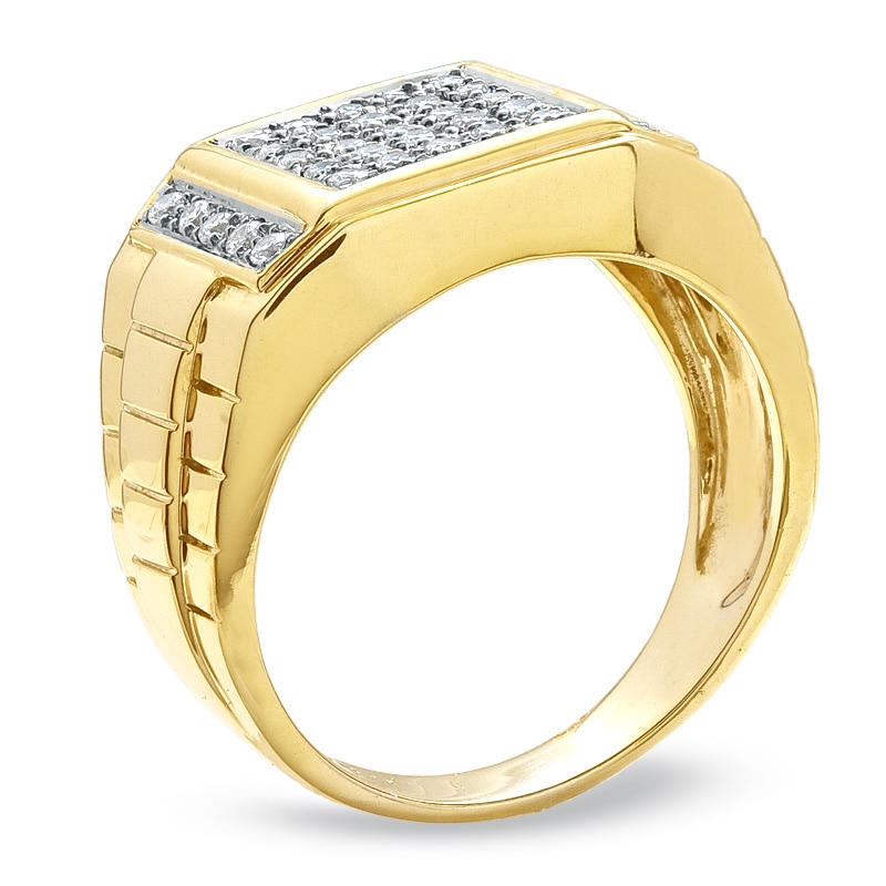 Main Image 2 of Men's 1/2 CT. T.W. Diamond Pavé Square Band in 14K Gold