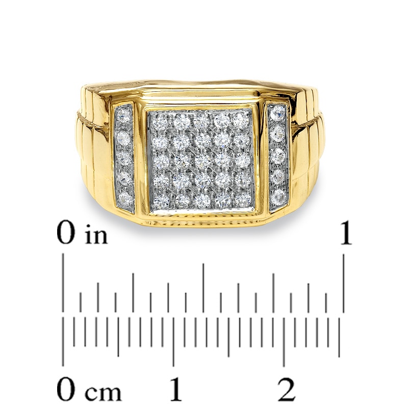 Main Image 3 of Men's 1/2 CT. T.W. Diamond Pavé Square Band in 14K Gold