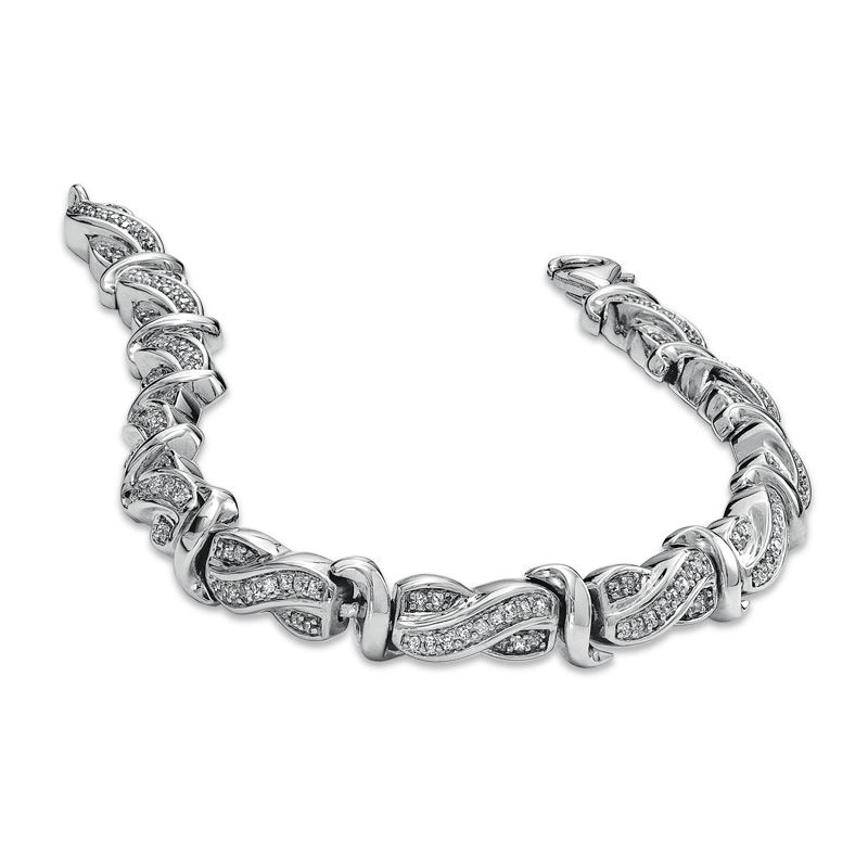 1 CT. T.W. Princess-Cut Diamond Swirl Line Bracelet in Sterling Silver