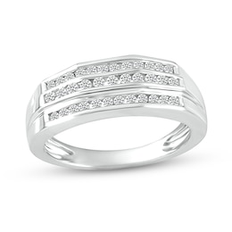 Men's 1/2 CT. T.W. Diamond Triple Row Band in 10K White Gold