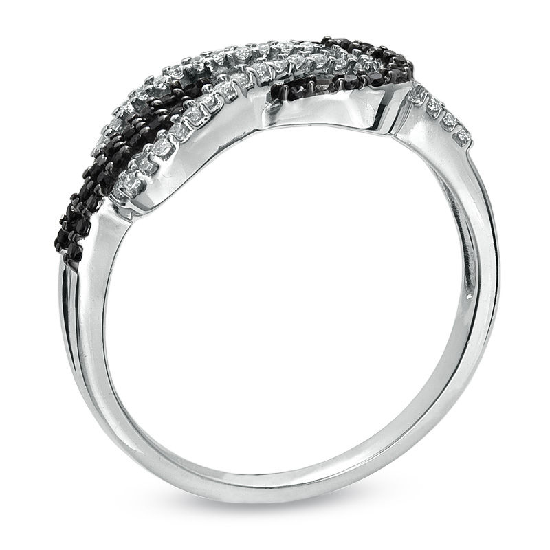 1/4 CT. T.W. Enhanced Black and White Diamond Infinity Ring in 10K