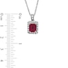 Thumbnail Image 2 of Emerald-Cut Lab-Created Ruby and White Sapphire Frame Pendant in Sterling Silver