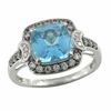 Thumbnail Image 0 of Cushion-Cut Swiss Blue Topaz and Lab-Created White Sapphire Frame Ring in Sterling Silver