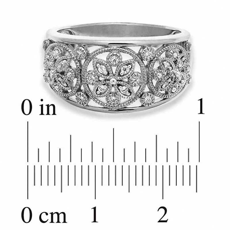 Main Image 3 of 1/10 CT. T.W. Diamond Filigree Band in Sterling Silver