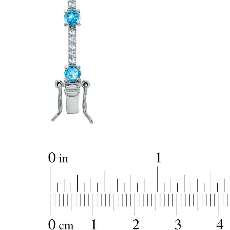 Main Image 2 of Swiss Blue Topaz and White Topaz Bracelet in Sterling Silver - 7.25"