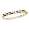 Thumbnail Image 0 of Multi Semi-Precious Gemstone and Diamond Accent Bangle in Sterling Silver with 14K Gold Plate - 7.25"