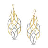 Thumbnail Image 1 of Two-Tone Diamond-Cut Swirl Drop Earrings 14K Gold and Sterling Silver