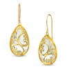 Thumbnail Image 1 of Pear-Shaped Crystal Scroll Earrings in 10K Gold