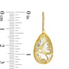 Thumbnail Image 2 of Pear-Shaped Crystal Scroll Earrings in 10K Gold