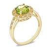 Thumbnail Image 1 of Peridot and Lab-Created White Sapphire Ring in Sterling Silver with 14K Gold Plate - Size 7