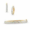 Thumbnail Image 0 of Sterling Silver with 14K Gold Plate Diamond-Cut Quilted Bangle and Earrings Set