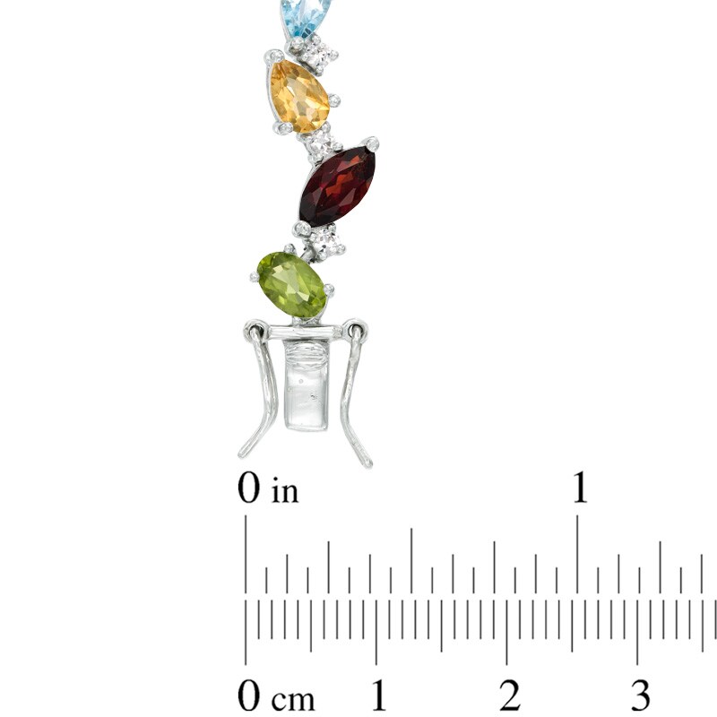 Main Image 2 of Multi-Gemstone and Lab-Created White Sapphire Bracelet in Sterling Silver - 7.25"