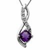 Thumbnail Image 1 of Cushion-Cut Amethyst and Diamond Accent Pendant in Sterling Silver