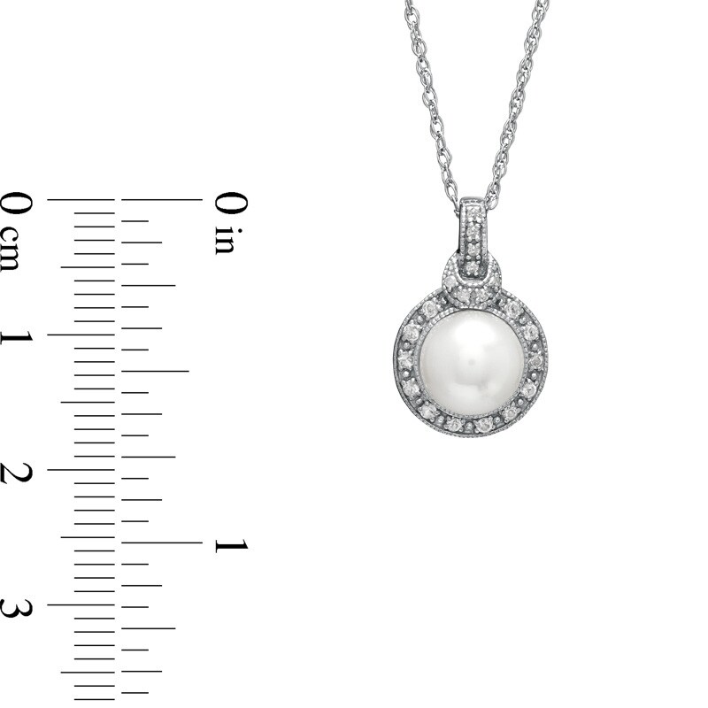 Main Image 2 of 7.5-8.0mm Freshwater Cultured Pearl and White Topaz Pendant in Sterling Silver with Diamond Accents