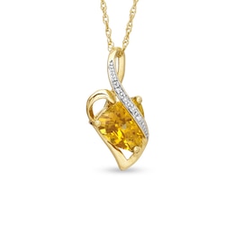 9.0mm Trillion-Cut Citrine and Diamond Accent Drop Pendant in Sterling Silver with 14K Gold Plate