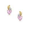 Thumbnail Image 0 of Heart-Shaped Lab-Created Pink and White Sapphire Pendant and Earrings Set in Sterling Silver with 14K Gold Plate